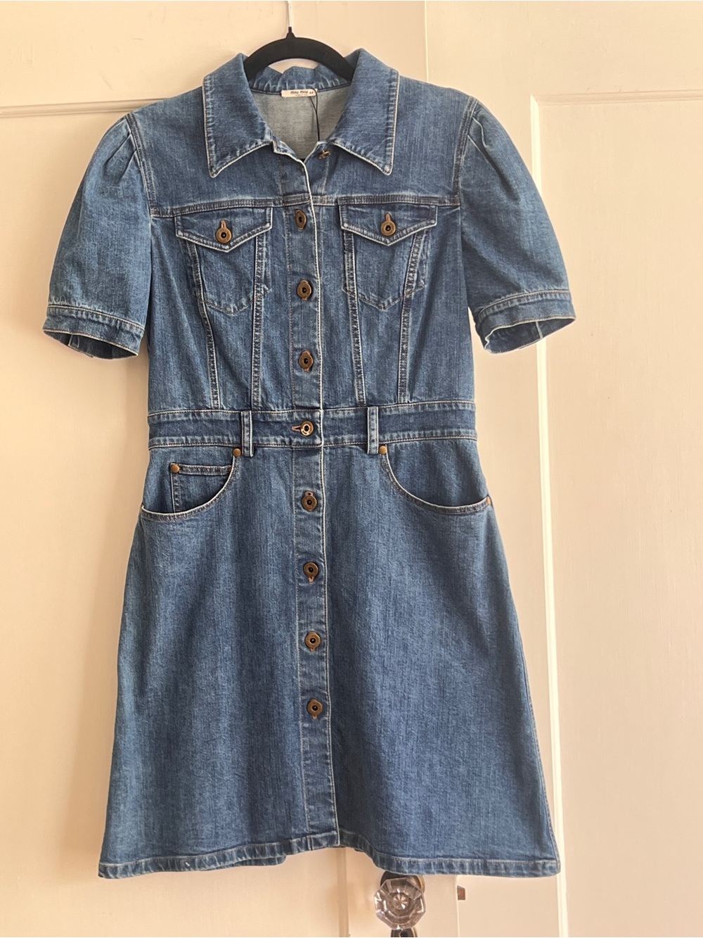 Vintage Miu Miu Button-Front Denim Dress - Sz 44 (8) - Like New